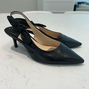 Alex Marie Black Pointed Toe Slingback Heels